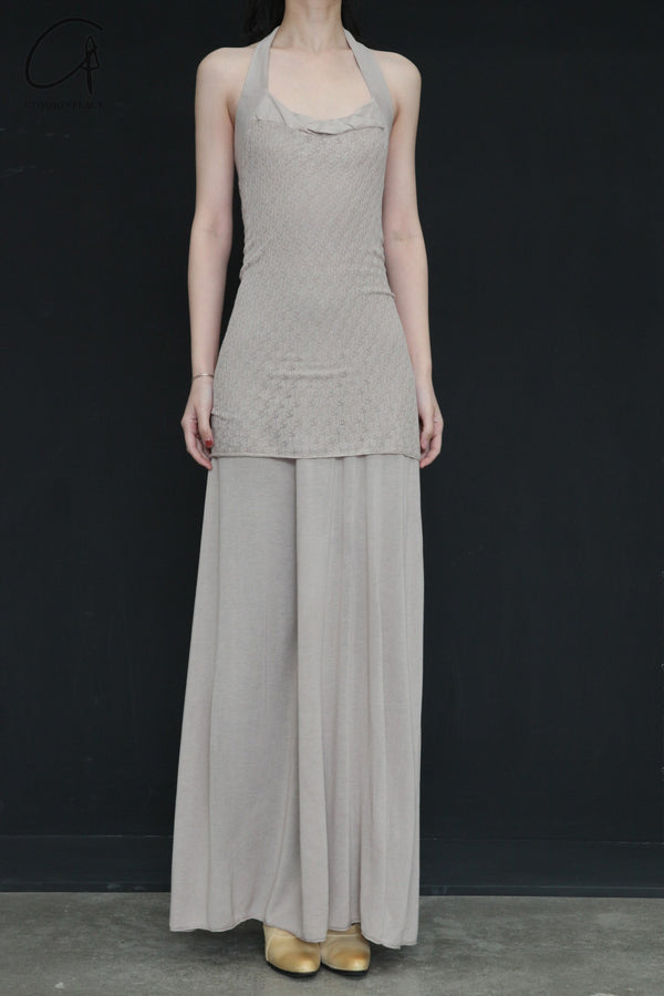 SWAYING/KNIT seamless halter neck long skirt SW24SS2L17 almond color PS68